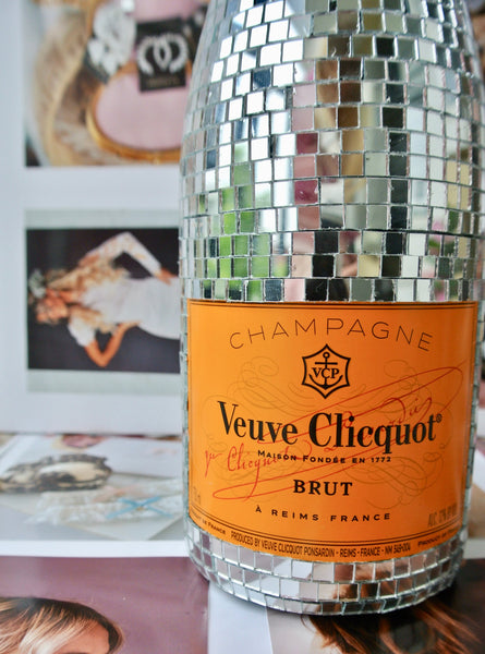 Rosé Pink Label- Custom Disco Ball Veuve Clicquot Champagne Bottle