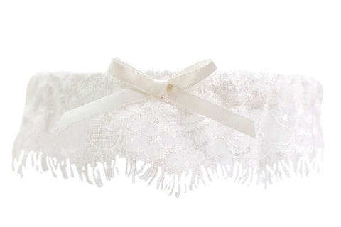 Ivory Lace Toss Garter with Ivory Bow