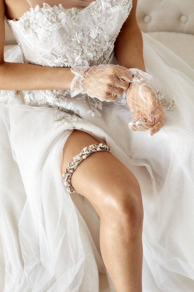 Luxury Wedding Garter Featuring Swarovski Pearls & Crystals